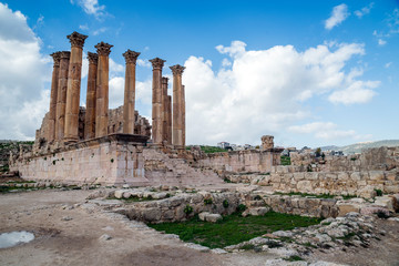 Temple of Artemis in the ancient roman city of Jerash, Gerasa Governorate, Jordan