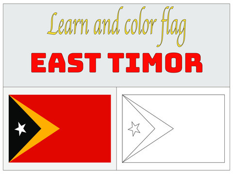 East Timor National flag Coloring Book for Education and learning. original colors and proportion. Simply vector illustration, from countries flag set.