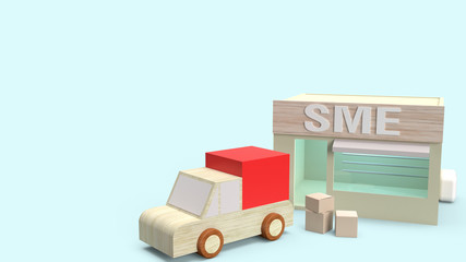  shop and box to transport 3d rendering for sme concept..