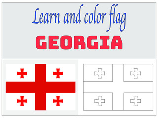 Georgia National flag Coloring Book for Education and learning. original colors and proportion. Simply vector illustration, from countries flag set.