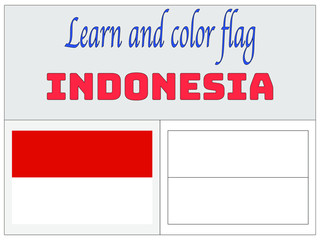 Indonesia National flag Coloring Book for Education and learning. original colors and proportion. Simply vector illustration, from countries flag set.