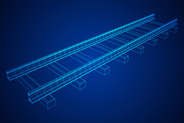 Railway wireframe mesh vector