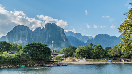 Beautiful nature with the famous mountains in laos