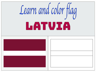 Latvia National flag Coloring Book for Education and learning. original colors and proportion. Simply vector illustration, from countries flag set.