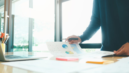 Businessman analyse investment marketing data.