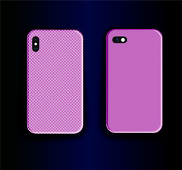 Two purple smartphone cases. Stylish trend pattern print design.