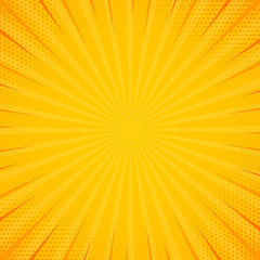 Yellow side hatch with halftone effect. Vintage pop art retro vector illustration.