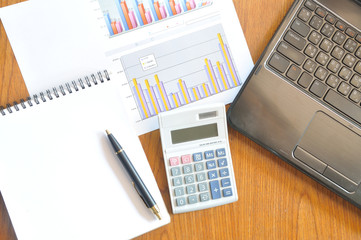 note paper and graph paper in business concept