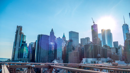 Fototapeta na wymiar River in front of skyscrapers in New York