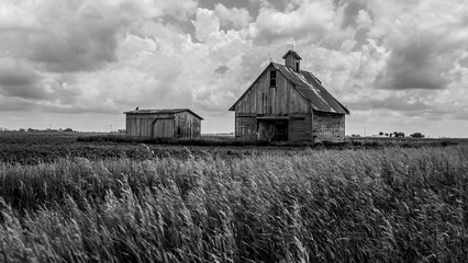 Creepy barn on a lonely field