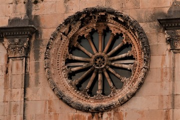 Fototapeta na wymiar circular rose window of the holy Saviour Church, Dubrovnik, Croatia