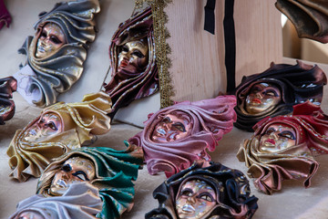 Typical Venetian carnival masks, Vintage. Halloween party Venice carnival mask. For masked parties, Cosplay, Valentine's Day.