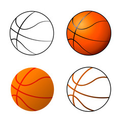 Basketball ball set. simple flat and 3d vector icon illustration isolated eps10
