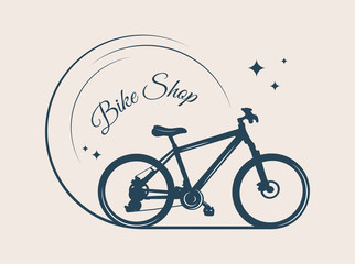 Fototapeta na wymiar Vector illustration. Bicycle logo. Sports emblem. Elements of graphic design for invitations, banners, posters, websites. Vintage style. Retro concept. Bike Shop.