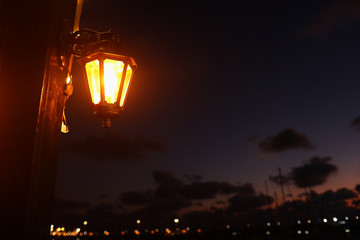 Vintage street lamp during twilight hour