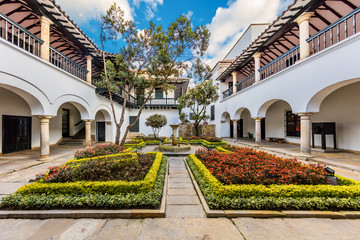 Fototapeta premium stylish patio courtyard in La Candelaria aera Bogota capital city of Colombia South America