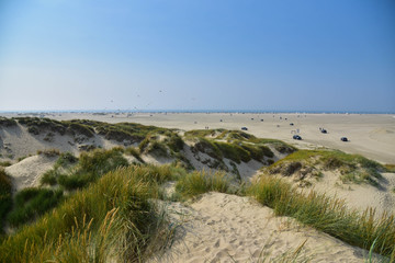 Fototapeta na wymiar Denmark Romo island beach coast line Sand and green grass