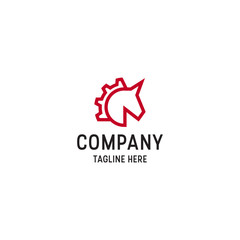 Gear and Horse Logo Design Template Concept Vector