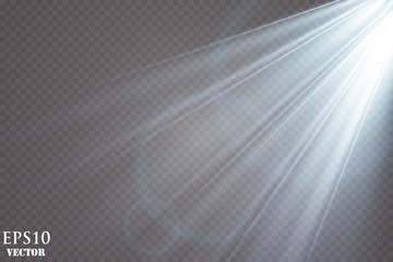 Sunlight on a transparent background. Glow light effects.Star flashed sequins. Sun glare on transparent background. the lens sparkles.Vector transparent sunlight special lens flare light effect.