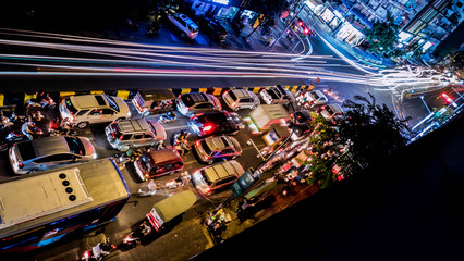 Busy streets at night in Cambodia