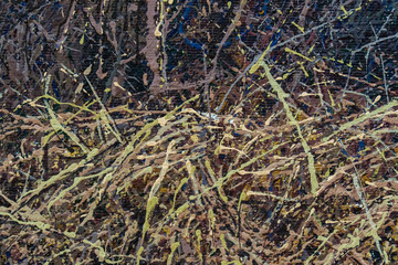 Hand drawn acrylic painting. Abstract art background. Acrylic painting on canvas. Color texture. Fragment of artwork. Brushstrokes of paint. Modern art. Colorful canvas. Close up.