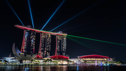 Laser Show from Hotel Marina Bay in Singapore
