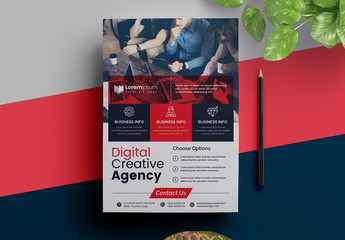 Business Flyer Layout with Red Accents