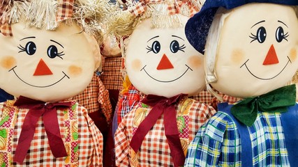 Handmade cute stuffed dolls for the Fall season Harvest Festival and Thanksgiving decorations.