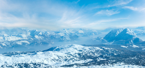 Winter Dachstein mountain massif panorama