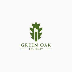 Green Oak Property Logo Icon Design Template Vector
