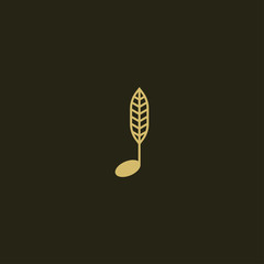 Native Music Logo Icon Design Template. Feather, Note, Elegant, Luxury, Modern Vector