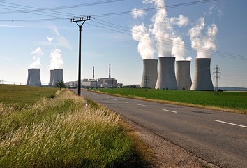 modern nuclear power plant, village Dukovany, Czech republic, Europe