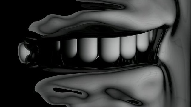 Video in grafica 3D, bocca che sorride.
