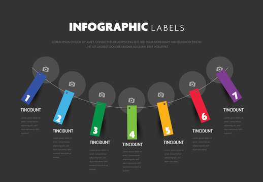 Colorful Infographic Layout with Hanging Elements