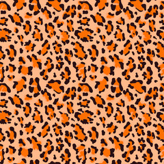 Leopard seamless pattern design. Skin of an exotic animal. Vector illustration. Endless background.