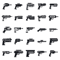 Naklejka premium Blaster gun icons set. Simple set of blaster gun vector icons for web design on white background