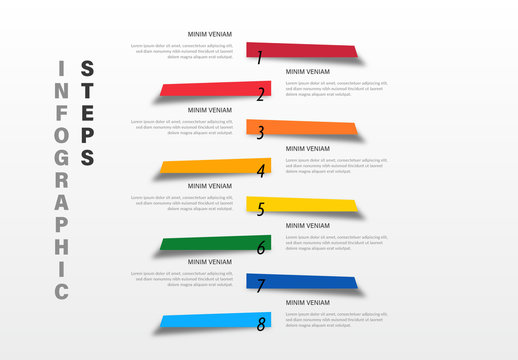 Timeline Infographic with Eight Options and Colorful Elements
