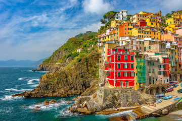 Colorful town on the rocks ,Cinque Terre, Liguria, Italy, Europe - 293408122