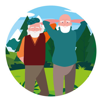 Grandfathers cartoons vector design icon