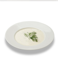 Cream soup isolated on white background.
