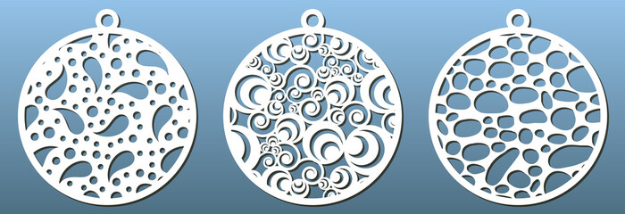 Decorative Christmas balls, set of templates for laser cutting