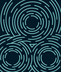 Broken neon circles background, abstract illustration