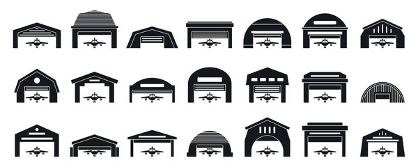 Hangar icons set. Simple set of hangar vector icons for web design on white background - obrazy, fototapety, plakaty