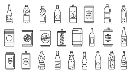 Foto op Plexiglas Cold soda icons set. Outline set of cold soda vector icons for web design isolated on white background © anatolir