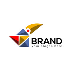 Geometry Colorful Toucan Stock logo template. Toucan icon. © asalaa