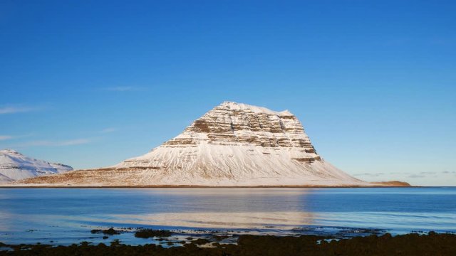 Kirkjufell moutain view from coastline, Iceland