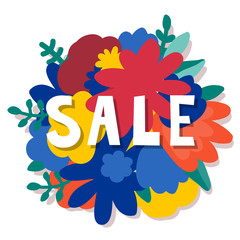 Doodle floral background and hand made text. Bright flowers and simple lettering foe design gift card, shop sale advertising, bag print, positive poster, book cover, workshop invitation etc.