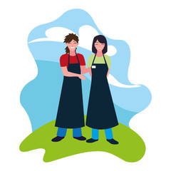 Isolated seller man and woman vector design