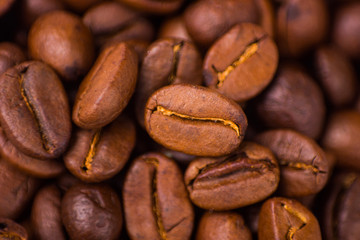 Roasted Brown Coffee Beans Close-Up