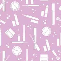 Seamless pattern of decorative cosmetics.